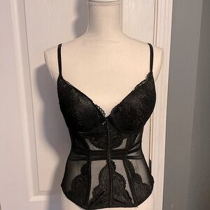 VENUS Black Lace Corset Bra with Sweetheart Neckline Women’s Sz L Femine wear
